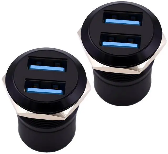 Main image of 2Pcs Dual USB 3.0 Panel Mount Connector, Black Threaded Fixing Type A Female to Female Pass Through Adapter, 5Gbps High Speed for Sound Console & Audio Equipment