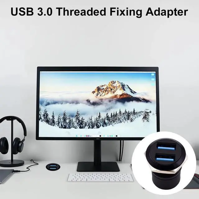Alt view image 3 of 7 - 2Pcs Dual USB 3.0 Panel Mount Connector, Black Threaded Fixing Type A Female to Female Pass Through Adapter, 5Gbps High Speed for Sound Console & Audio Equipment
