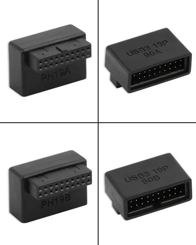 Alt view image 5 of 6 - 2-Pack 90 Degree Up & Down Angled USB 3.0 Motherboard Adapter, 19Pin/20Pin L-Turn Male to Female Internal Header Extension Socket for Desktop PC