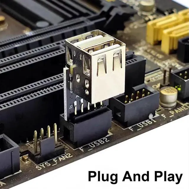 Alt view image 6 of 7 - 2-Pack 9Pin USB 2.0 Motherboard Header Adapter, Female to Dual Type A Female Extension Connector Compatible for Computer Motherboard