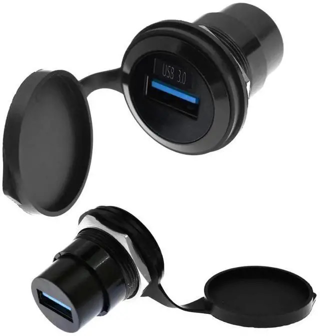 Alt view image 3 of 6 - 1-Pack Black USB3.0 Female to Female Panel Mount Adapter, 5Gbps High-Speed Waterproof Dustproof Round Data Connector for Data Transfer & Charging