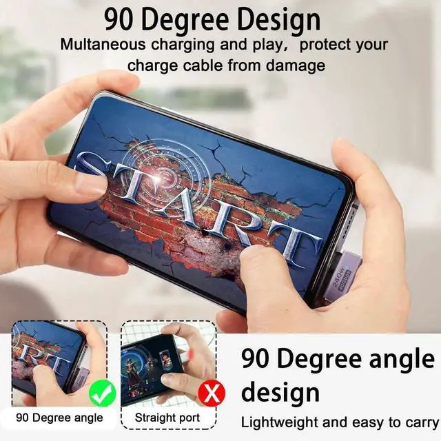 Alt view image 7 of 7 - 2 Pcs Side Bend 90 Degree USB4.0 Type C Angle Adapter, 240W 40Gbps Male to Female Right Angle Connector with LED Indicator, 8K Audio Video Transfer for Smartphone Tablet Steam Deck