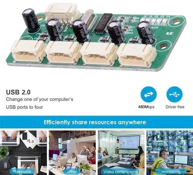 Alt view image 6 of 7 - USB 4Pin 2.0mm Pitch Wafer 1-to-4 HUB Splitter PCBA Module, 4-Port USB Expansion Board for Keyboard, Mouse, Scanner and Printer
