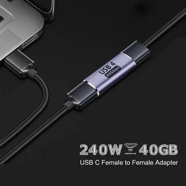Alt view image 4 of 5 - 3 Pack USB C Female to Female Adapter, 240W Fast Charging 40Gbps USB-C Coupler Extender, 8K@60Hz Video Output Compatible with MacBook iPad Thunderbolt 3/4