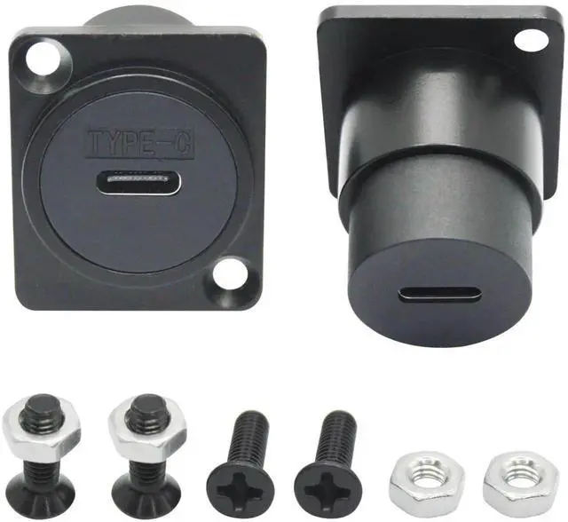 Main image of 2Pcs USB 3.1 D-Type Panel Mount Connector Socket, USB Type C Female to Female Pass Through Module with Mounting Screws, 10Gbps High Speed Data Extension Adapter