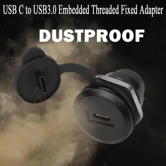 Alt view image 7 of 7 - USB C to USB 3.0 Threaded Panel Mount Connector, Round Embedded Fixed Adapter, USB-C Female to USB 3.0 Female 5Gbps Coupler with Waterproof Dust Cap