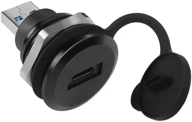 Main image of USB 3.0 Male to USB C Female Circular Panel Mount Socket, 5Gbps Data Transfer Waterproof Dustproof USB-C Adapter Mount Connector