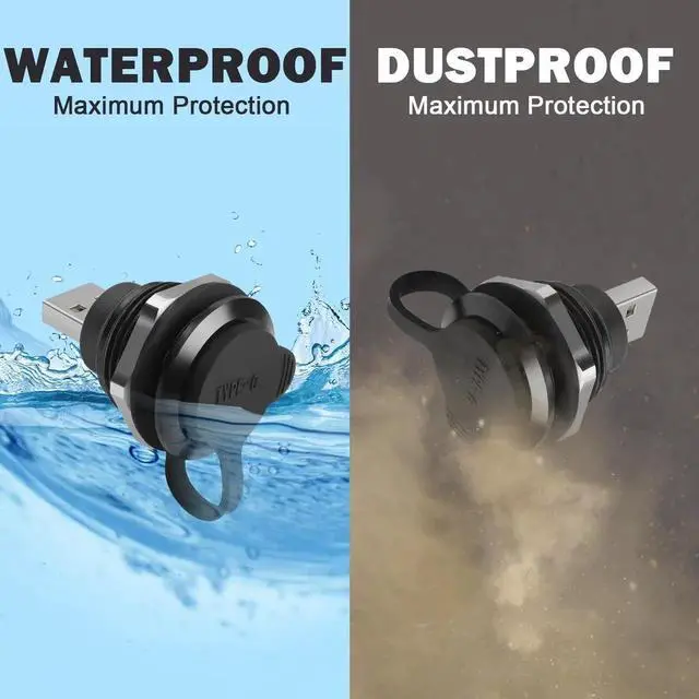 Alt view image 6 of 7 - USB 3.0 Male to USB C Female Circular Panel Mount Socket, 5Gbps Data Transfer Waterproof Dustproof USB-C Adapter Mount Connector