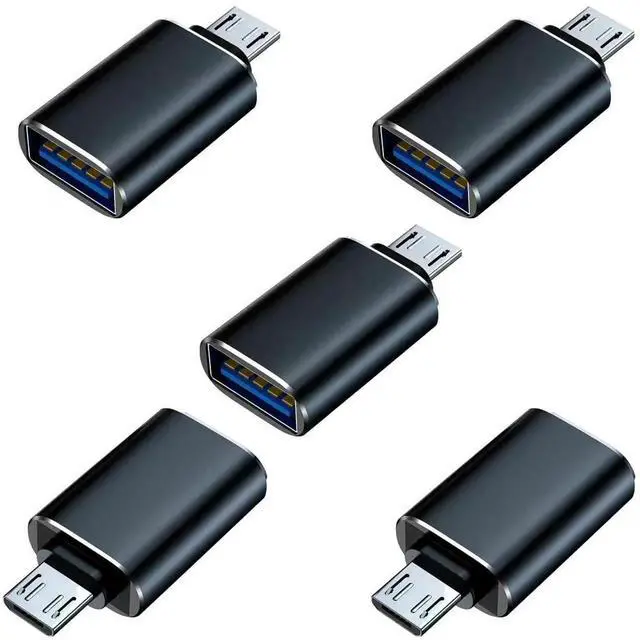 Main image of 5 Pack Micro USB OTG Adapter, USB A Female to Micro USB Male Converter, Black OTG Connector Compatible with S7 LG, Mouse, Flash Drive, Keyboard, Game Controller