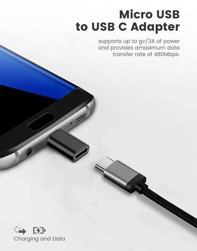 Alt view image 2 of 6 - 6 Pack Micro USB Male to Type C Female Adapter, Micro USB to USB-C Converter Support Charging & Data Sync, Compatible with Nexus 5/6 and More Devices, Not for USB-C to C Charging Cable
