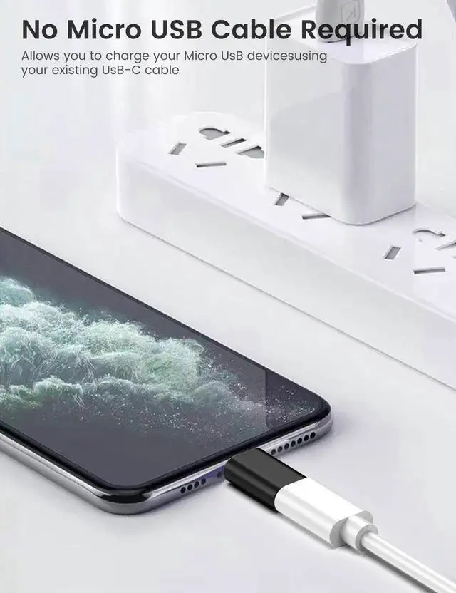 Alt view image 3 of 6 - 6 Pack Micro USB Male to Type C Female Adapter, Micro USB to USB-C Converter Support Charging & Data Sync, Compatible with Nexus 5/6 and More Devices, Not for USB-C to C Charging Cable