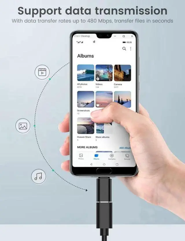 Alt view image 6 of 6 - 6 Pack Micro USB Male to Type C Female Adapter, Micro USB to USB-C Converter Support Charging & Data Sync, Compatible with Nexus 5/6 and More Devices, Not for USB-C to C Charging Cable