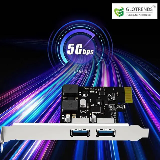 Alt view image 3 of 7 - U3023 2-Port USB 3.0 Type-A PCIe Expansion Card, 5Gbps PCI Express Adapter Compatible with Intel AMD ARM Platform, Support Windows Linux Not Mac OS