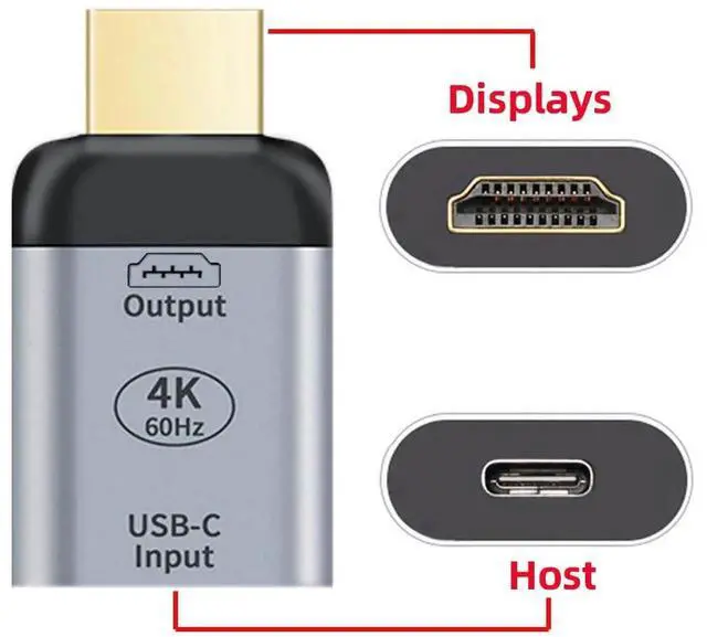 Alt view image 2 of 7 - USB 3.1 USB-C to HDMI Adapter, Type C & USB Female Input to HDMI Male Output Converter, 4K 1080P 60Hz HDTV Multiport Connector Compatible with TV Display Projector Tablet Phone Laptop