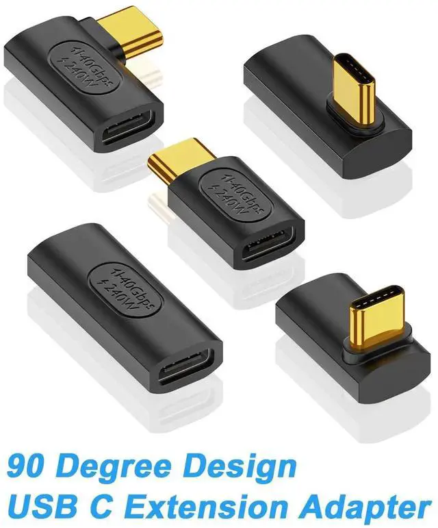 Alt view image 5 of 7 - 5-Pack 90 Degree USB C Right Angle Adapter, 240W PD 40Gbps 8K@60Hz Type C to Type C Elbow Connector Compatible with Thunderbolt 4, Steam Deck, Laptop, Smartphone