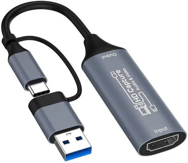 Main image of HDMI to USB USB-C Video Capture Card, 1080P 60fps Game Capture Device for Streaming Recording, Compatible with Windows Quest 3 Switch OBS PS4 PS5