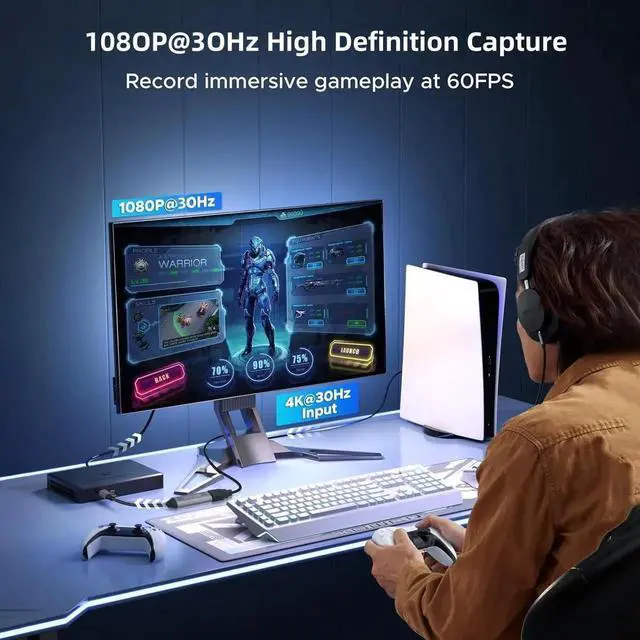 Alt view image 4 of 7 - HDMI to USB USB-C Video Capture Card, 1080P 60fps Game Capture Device for Streaming Recording, Compatible with Windows Quest 3 Switch OBS PS4 PS5