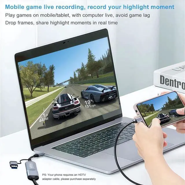 Alt view image 3 of 7 - HDMI to USB USB-C Video Capture Card, 1080P 60fps Game Capture Device for Streaming Recording, Compatible with Windows Quest 3 Switch OBS PS4 PS5