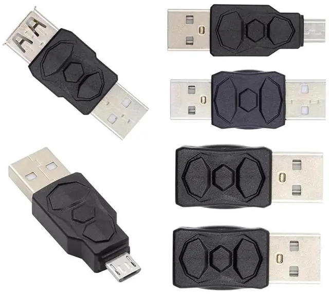 Main image of 6Pcs Type-A Micro USB 2.0 Mini USB 5Pin Male to Female Extension Adapter, Black Connector Support Charging & Data Sync
