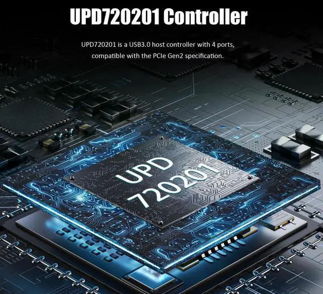 Alt view image 5 of 7 - U3044 4-Port USB 3.0 Type-A PCIe Expansion Card, 5Gbps PCIe x1 Adapter Compatible with Intel AMD ARM Platform, Support Windows Linux, Not for Mac OS