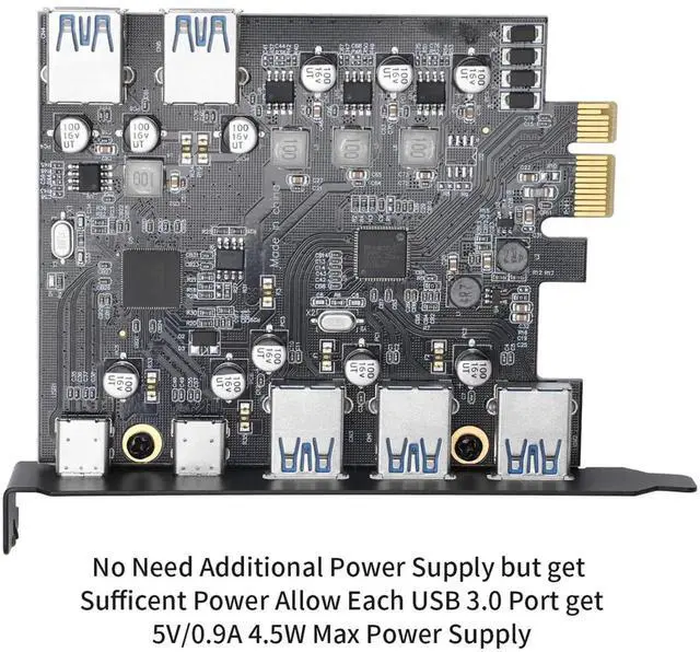 Alt view image 6 of 6 - PCIe to USB 3.0 Expansion Card, 5 USB-A + 2 USB-C Ports, PCI Express Internal USB 3 Hub Converter for Desktop PC