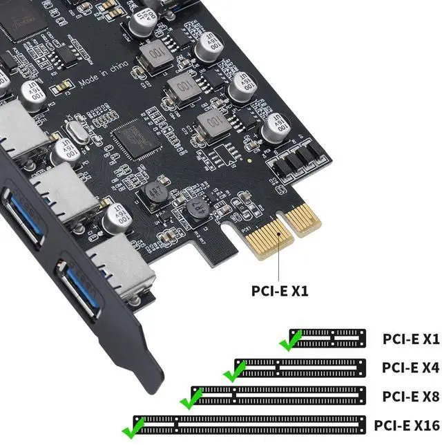 Alt view image 4 of 6 - PCIe to USB 3.0 Expansion Card, 5 USB-A + 2 USB-C Ports, PCI Express Internal USB 3 Hub Converter for Desktop PC