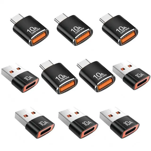 Main image of 10 Pack 200W USB C Male to USB 3.1 Female Adapter, 10Gbps High Speed Charging & Data Converter Compatible with Apple Watch Ultra, iWatch Series 8 7, iPhone 17 16 Plus Pro Max, Google Pixel