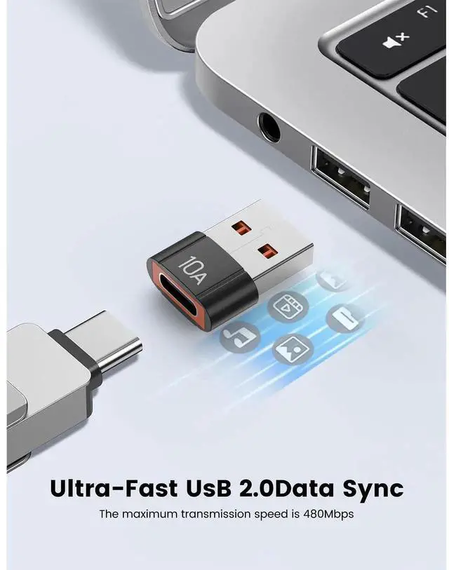 Alt view image 5 of 6 - 10 Pack 200W USB C Male to USB 3.1 Female Adapter, 10Gbps High Speed Charging & Data Converter Compatible with Apple Watch Ultra, iWatch Series 8 7, iPhone 17 16 Plus Pro Max, Google Pixel