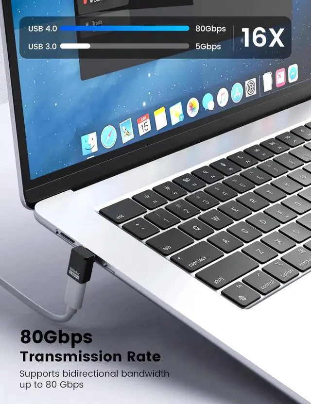 Alt view image 3 of 6 - 3 Pack 240W 90 Degree USB C Adapter, Black Right Angle USB-C Connector, Dual 8K@60Hz Video Transmission Compatible with MacBook, iPad, Thunderbolt 5/4/3, Phone, Steam Deck, Switch 2/1