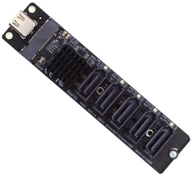 Main image of USB-C 10Gbps to M.2 NGFF Key B+M 5-Port SATA 6Gbps Adapter, Port Multiplier Converter with JMB575 JMS580 Chipset