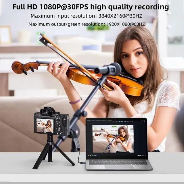 Alt view image 4 of 7 - HDMI to USB Video Capture Card, 1080P 60FPS Game Capture Device for Streaming Recording, Compatible with PS4 PS5 Switch Quest 3 OBS Windows