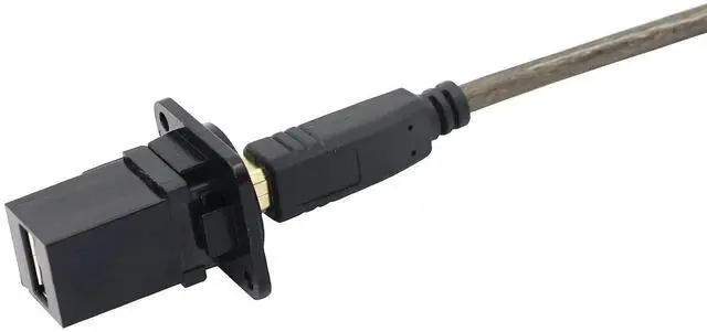 Alt view image 3 of 7 - USB 2.0 B to A Panel Mount Connector, Solderless Female to Female Socket Adapter, Black USB Data Transfer Connector for Audio Video Optoelectronic Network Devices