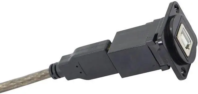 Alt view image 6 of 7 - USB 2.0 B to A Panel Mount Connector, Solderless Female to Female Socket Adapter, Black USB Data Transfer Connector for Audio Video Optoelectronic Network Devices