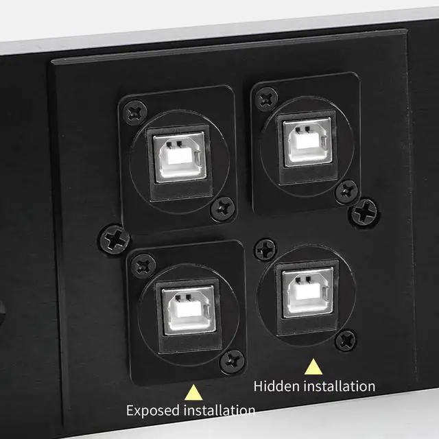 Alt view image 2 of 7 - USB 2.0 B to A Panel Mount Connector, Solderless Female to Female Socket Adapter, Black USB Data Transfer Connector for Audio Video Optoelectronic Network Devices