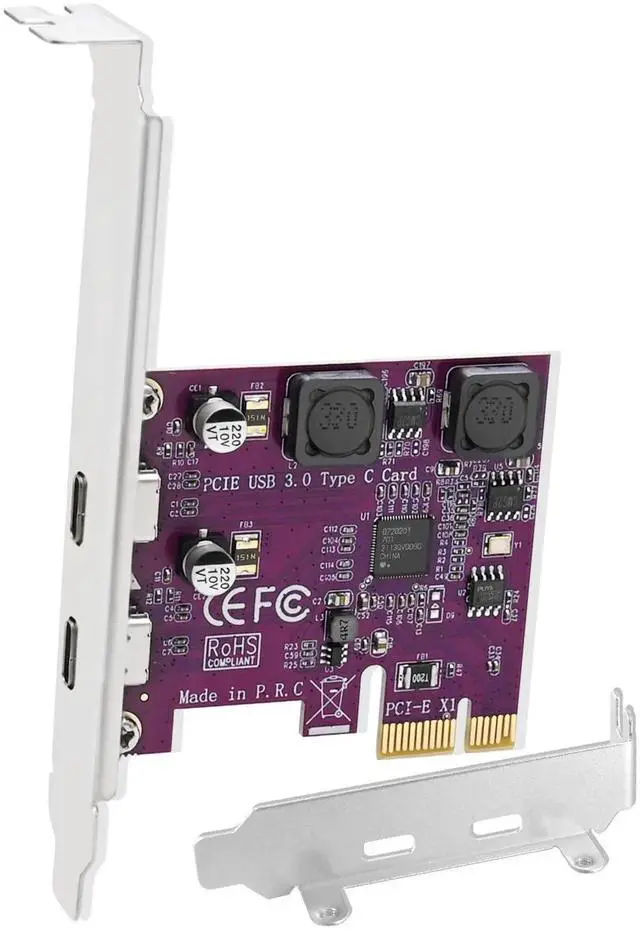Main image of PCI Express to USB 3.0 Expansion Card with 2X 5Gbps USB-C Ports, Self-Powered PCIe USB-C Controller Card for Desktop PC, Compatible Windows 11 10 8 7 Vista XP, Model FS-U302C-Pro