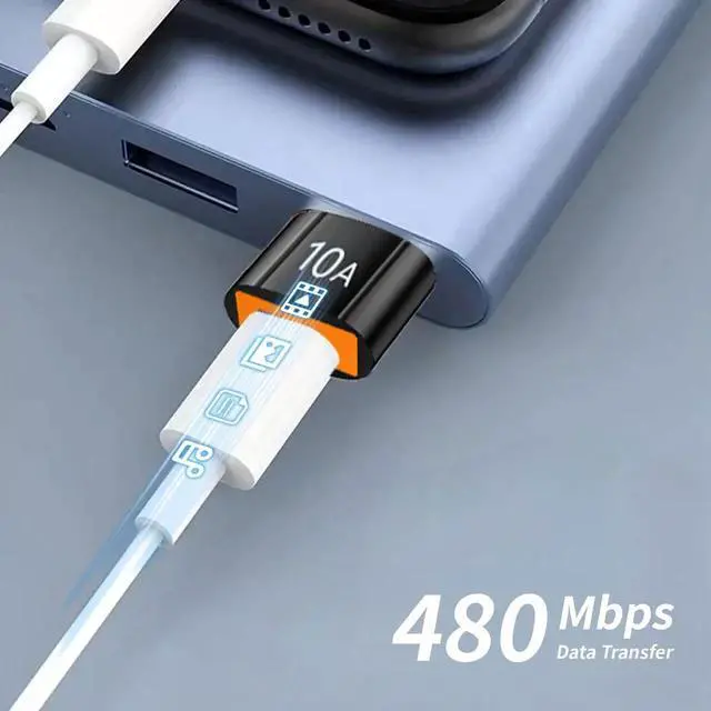 Alt view image 4 of 6 - 10Pack 200W USB C Adapter, USB-C Converter Support Fast Charging & 480MB Data Transfer, Black Compatible with Apple Watch Ultra iWatch Series 8 7, iPhone 16 15 Plus Pro Max