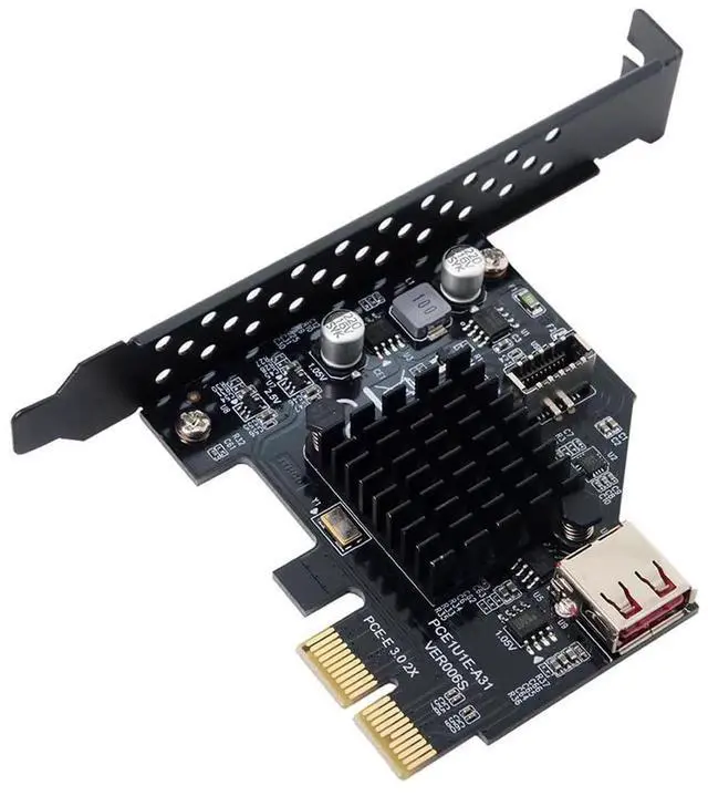 Alt view image 3 of 7 - USB 3.1 Front Panel Socket PCIe Expansion Card, PCI Express to USB 2.0 Adapter Card for Desktop Motherboard, Black