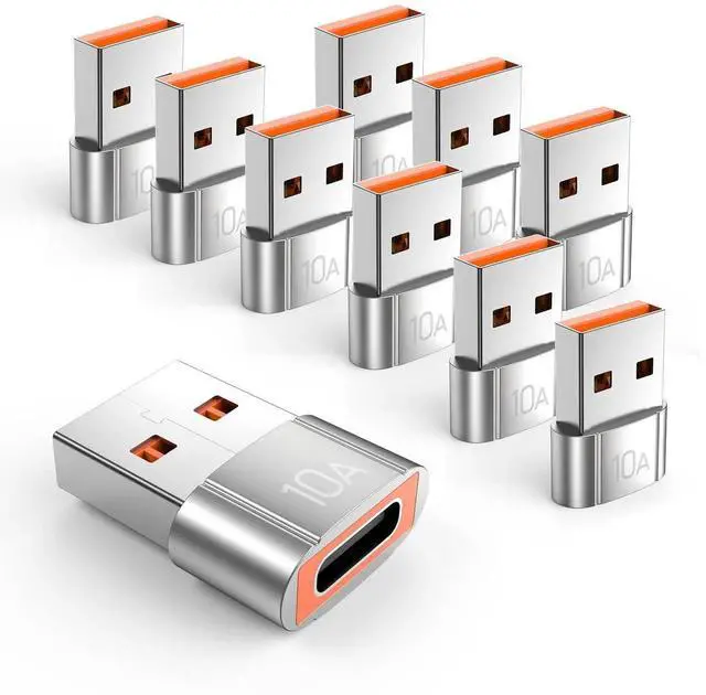 Main image of 10 Pack 200W USB C Adapter, USB-C Converter Support Fast Charging & 480MB Data Transfer, Silver Compatible with Apple Watch Ultra Series 8 7, iPhone 16 15 Plus Pro Max