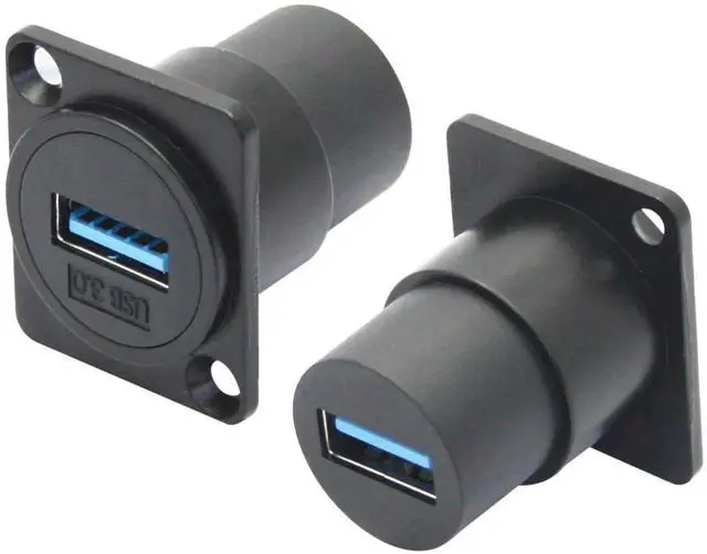 Alt view image 4 of 7 - 2Pcs D-Type USB 3.0 Panel Mount Connector Socket, Female to Female Through Coupler with Mounting Screws, High Speed USB 3.0 Extension Adapter