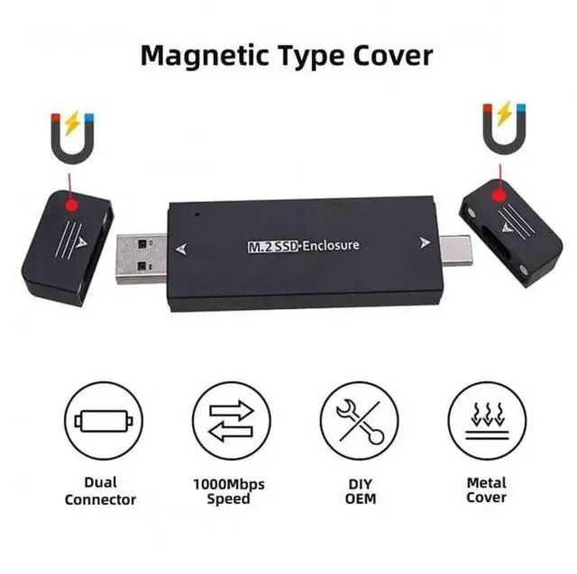 Alt view image 7 of 7 - Type-C USB3.0 to Combo NVME M-Key M.2 SSD Adapter, RTL9210B Chipset PCBA Enclosure Support 2230/2242mm NGFF SATA SSD