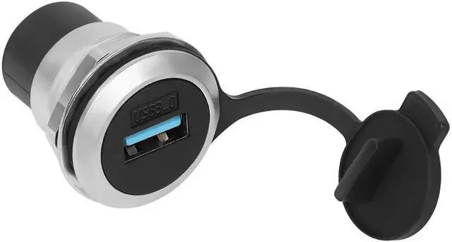 Main image of USB3.0 Panel Threaded Mount Coupler, 5Gbps Female to Female Recessed Panel Mount Connector with Anti-loosening Gasket and Dust-Proof Cover, for Dashboard Device Panel Installation