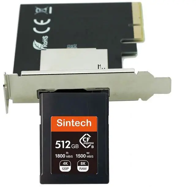 Alt view image 2 of 3 - Low Profile PCI-e 4X CFexpress Type B Card Reader, PCI Express Internal Memory Card Reader Compatible with Sony ProGrade Lexar Type B Card