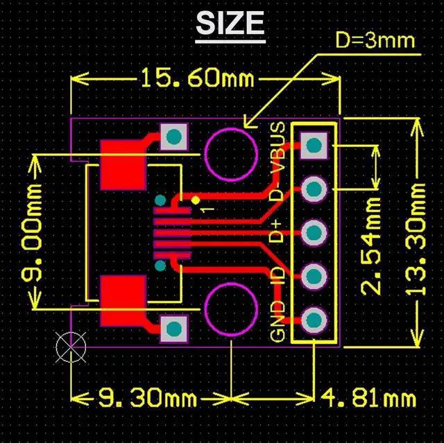 Alt view image 5 of 7 - 10 Pcs Micro USB Female to DIP Adapter Board, 2.54mm 5 Pin USB 2.0 Micro USB Socket Breakout Board with 50 Pin Header for DIY Power Supply Project