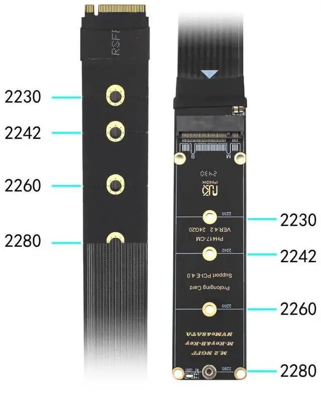 Alt view image 2 of 4 - M.2 NVMe NGFF M-Key PCIe SSD Extender Card, 30CM Soft PCB Flexible Extension Cable