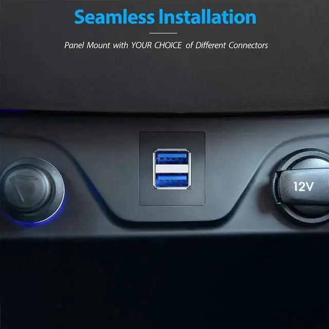 Alt view image 5 of 7 - Dual USB 3.0 Square Flush Mount Cable, 1M 3FT Panel Dash Mount USB 3.0 Extension Cord for Car Boat Motorcycle