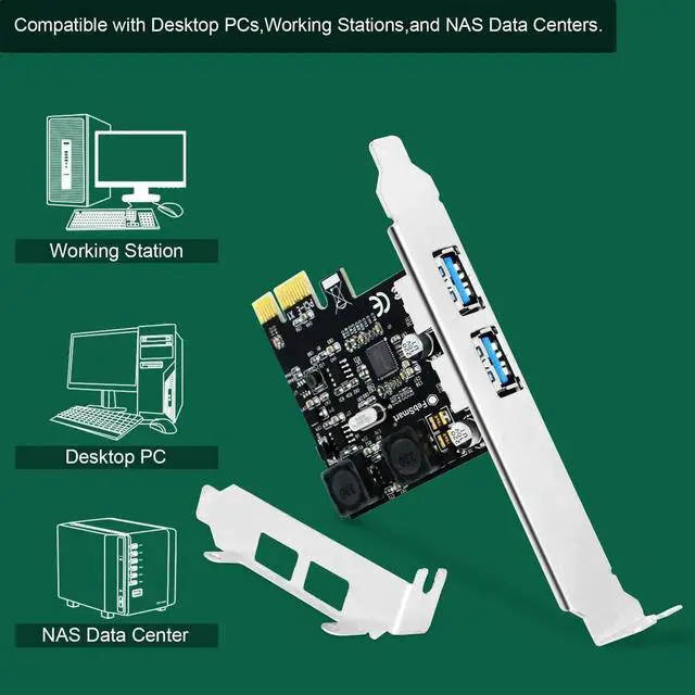 Alt view image 6 of 7 - 2-Port 5Gbps USB 3.0 PCIe Expansion Card FS-U2S-Pro, Self-Powered PCI Express USB 3.0 Adapter Compatible with Windows, Mac OS X, Linux Desktop PC