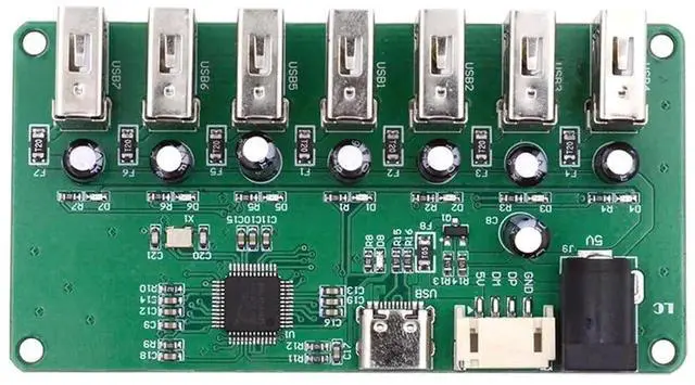 Main image of USB 2.0 Type-C & 4Pin 2.0mm Wafer 1 to 7 Port Type-A HUB PCBA Module, Multiport USB Splitter Expansion Board for Keyboard Mouse Scanner Printer