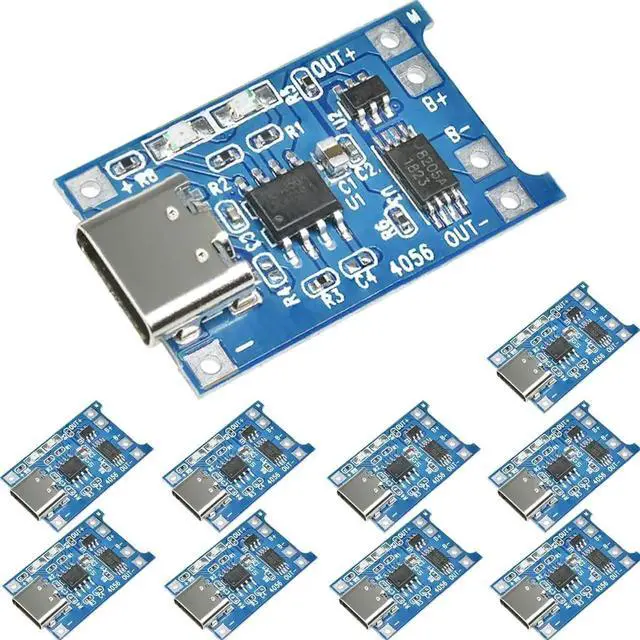 Main image of 10PCS 1A 18650 Lithium Battery Charging Board, 5V Type-C USB Input Charger Module with Dual Overcharge Overcurrent Protection