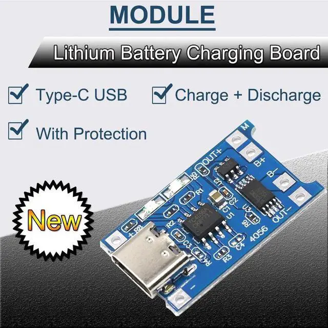 Alt view image 2 of 7 - 10PCS 1A 18650 Lithium Battery Charging Board, 5V Type-C USB Input Charger Module with Dual Overcharge Overcurrent Protection