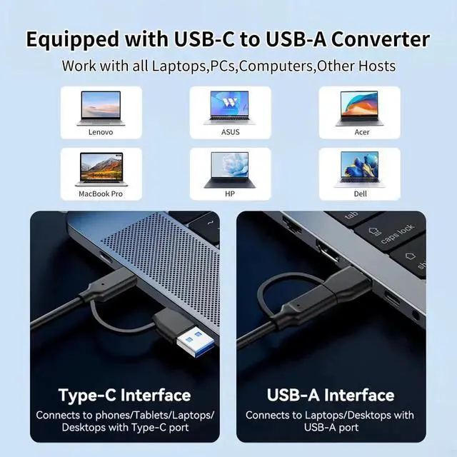 Alt view image 3 of 7 - USB C to Dual HD Adapter, Type-C to Dual Monitor Splitter, 1080P@60Hz Extended Display Connector Compatible with Windows MacOS